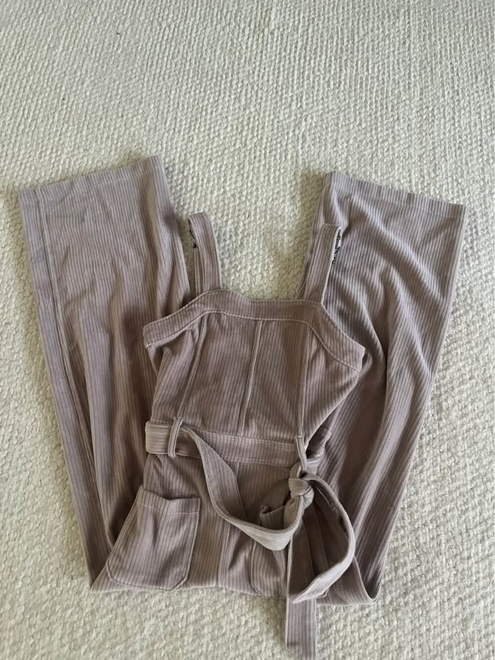 Girls Abercrombie & Fitch Wide Leg Jumpsuit Overalls Large 9/10 Corduroy Tan